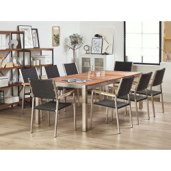 Zestaw ogrodowy dla 8 osób GROSSETO Drewno eukaliptusowe Brązowy/ czarny