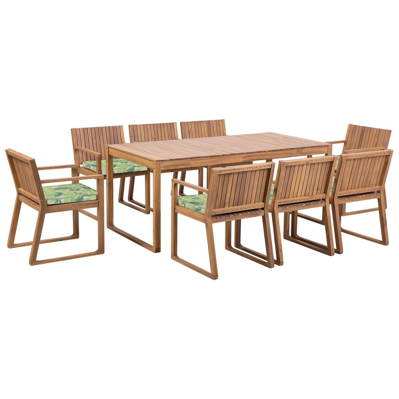 Zestaw ogrodowy dla 8 osób SASSARI z poduszkami Drewno akacjowe Zielony