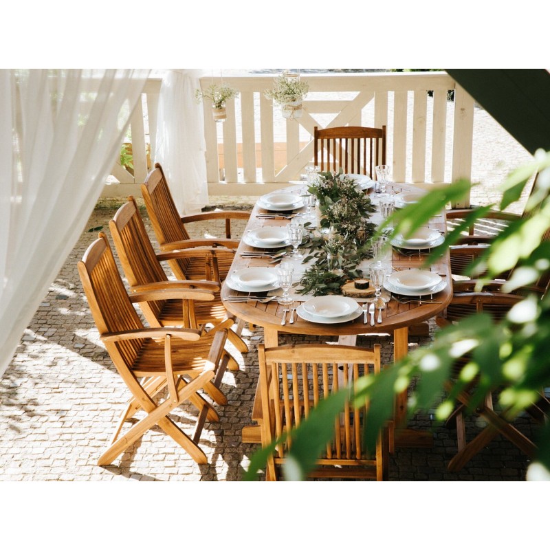 Zestaw ogrodowy dla 8 osób MAUI Drewno akacjowe Jasnobrązowy