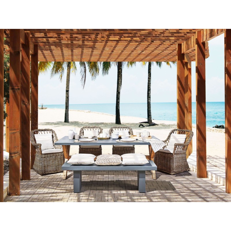 Zestaw ogrodowy dla 4 osób MAROS/OLBIA z poduszkami Beton Jasnobrązowy