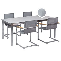 Zestaw ogrodowy dla 4 osób COSOLETO Szkło hartowane Szary