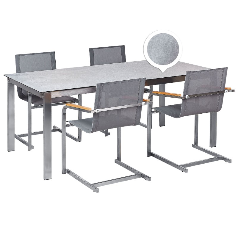 Zestaw ogrodowy dla 4 osób COSOLETO Szkło hartowane Szary