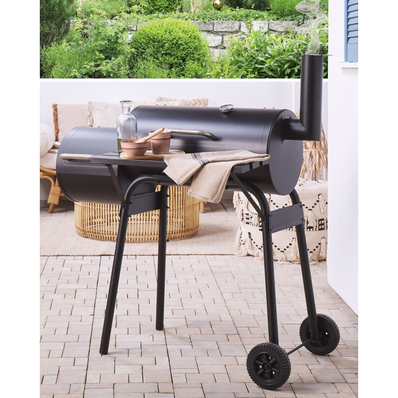 Grill węglowy KATLA Z wędzarnią Metal Czarny