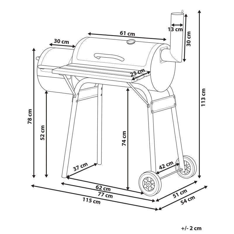 Grill węglowy KATLA Z wędzarnią Metal Czarny
