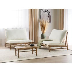 Zestaw ogrodowy ze stolikiem dla 2 osób TODI Drewno bambusowe Złamana biel