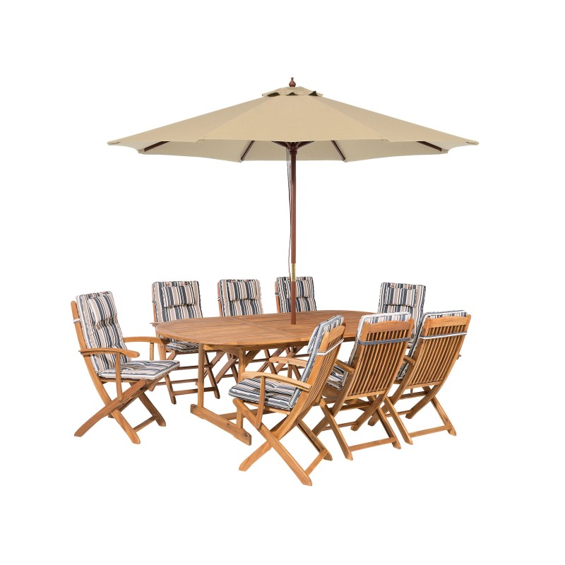 Zestaw ogrodowy dla 8 osób MAUI z parasolem Drewno akacjowe Kolorowy