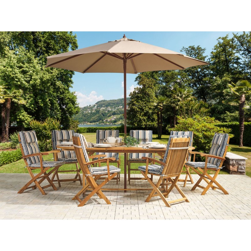 Zestaw ogrodowy dla 8 osób MAUI z parasolem Drewno akacjowe Kolorowy