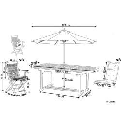 Zestaw ogrodowy dla 8 osób MAUI z parasolem Drewno akacjowe Kolorowy