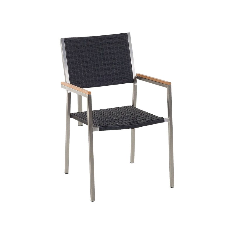 Zestaw ogrodowy dla 6 osób COSOLETO/GROSSETO Szkło hartowane Efekt granitu Czarny