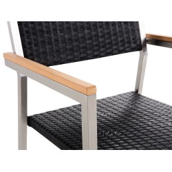 Zestaw ogrodowy dla 6 osób COSOLETO/GROSSETO Szkło hartowane Efekt granitu Czarny