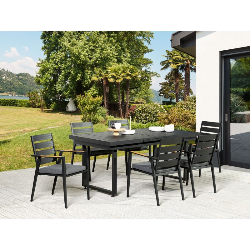Zestaw ogrodowy dla 6 osób VALCANETTO/TAVIANO Metal Czarny