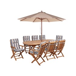 Zestaw ogrodowy dla 8 osób MAUI II z parasolem Drewno akacjowe Kolorowy