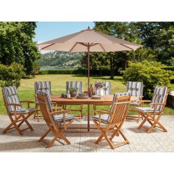 Zestaw ogrodowy dla 8 osób MAUI II z parasolem Drewno akacjowe Kolorowy