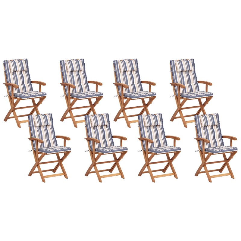 Zestaw ogrodowy dla 8 osób MAUI II z parasolem Drewno akacjowe Kolorowy