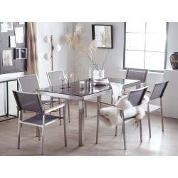 Zestaw ogrodowy dla 6 osób GROSSETO Szkło hartowane Szary/ czarny