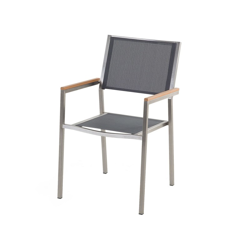 Zestaw ogrodowy dla 6 osób GROSSETO Szkło hartowane Szary/ czarny