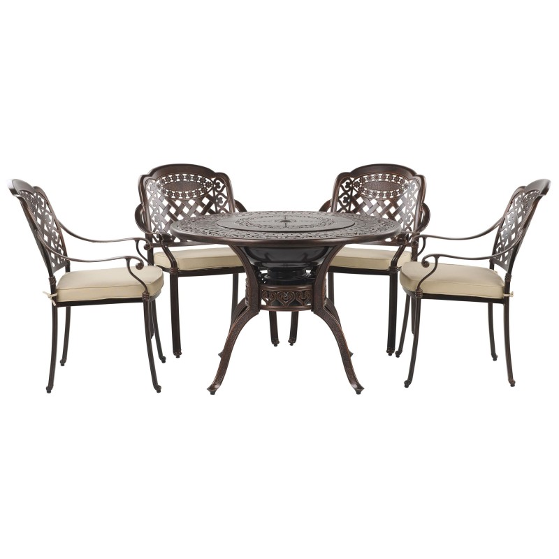 Zestaw ogrodowy dla 4 osób MANFRIA z poduszkami Metal Ciemnobrązowy