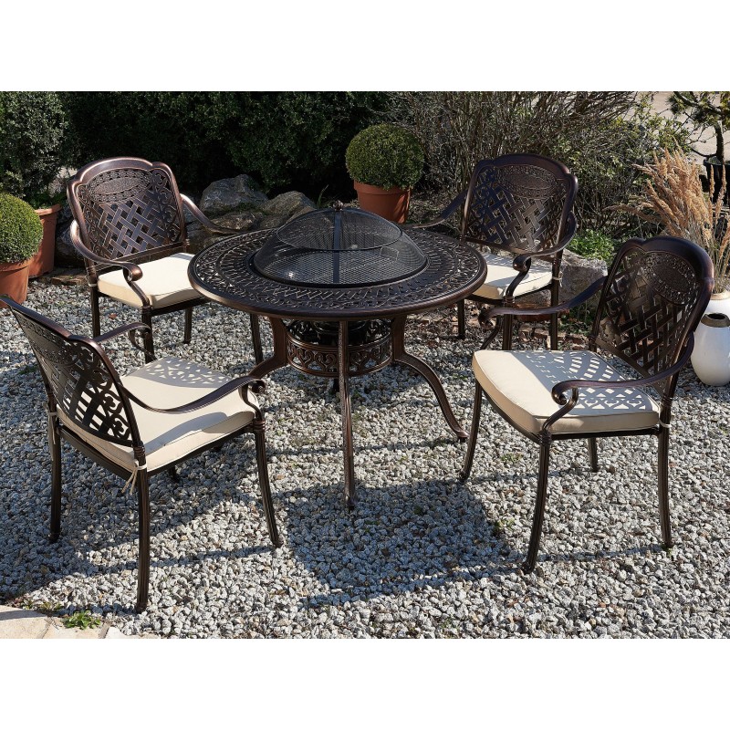 Zestaw ogrodowy dla 4 osób MANFRIA z poduszkami Metal Ciemnobrązowy