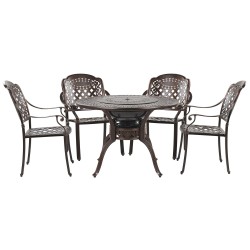 Zestaw ogrodowy dla 4 osób MANFRIA z poduszkami Metal Ciemnobrązowy