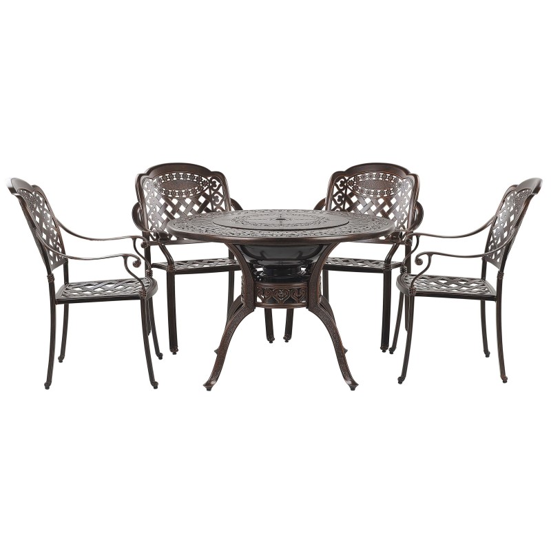 Zestaw ogrodowy dla 4 osób MANFRIA z poduszkami Metal Ciemnobrązowy