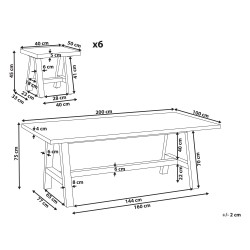 Zestaw ogrodowy ze stołkami dla 6 osób TONNARE Beton Szary