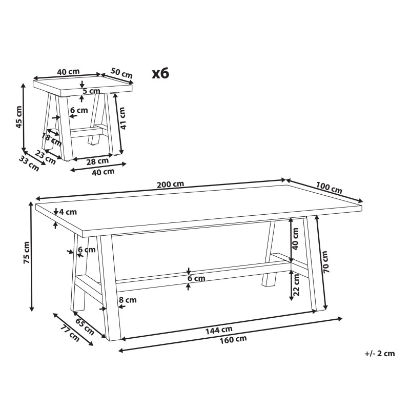 Zestaw ogrodowy ze stołkami dla 6 osób TONNARE Beton Szary