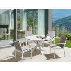 Zestaw ogrodowy dla 4 osób MALETTO/BUSSETO Metal Szary