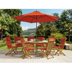Zestaw ogrodowy dla 8 osób MAUI z parasolem Drewno akacjowe Bordowy