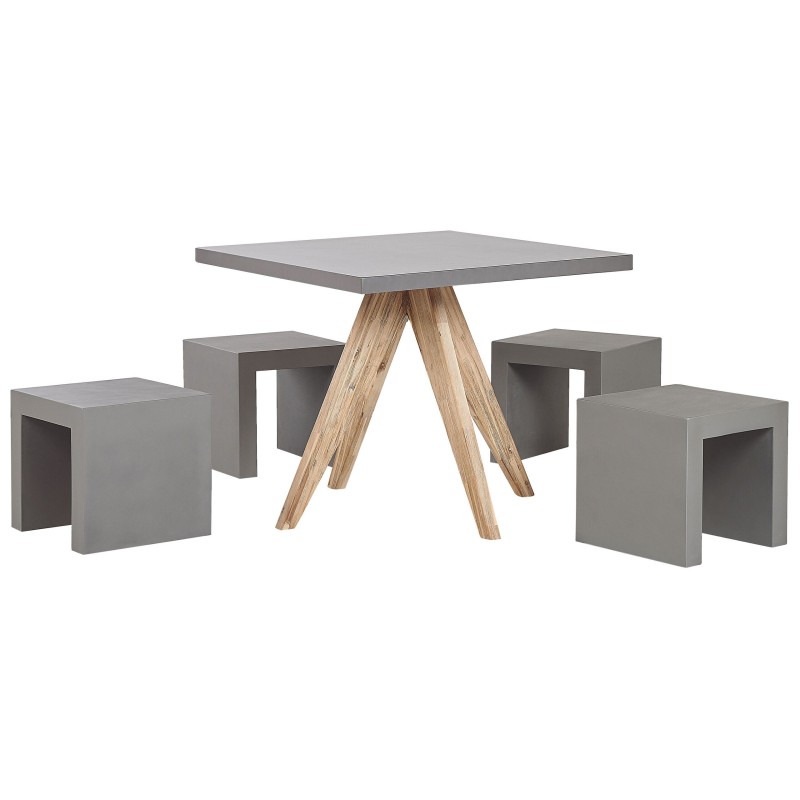Zestaw ogrodowy ze stołkami dla 4 osób OLBIA/TARANTO Beton Szary