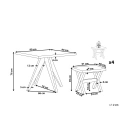 Zestaw ogrodowy ze stołkami dla 4 osób OLBIA/TARANTO Beton Szary