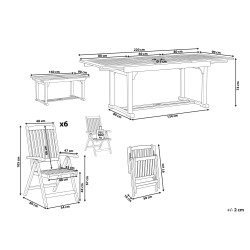 Zestaw ogrodowy dla 6 osób AMANTEA Drewno akacjowe Ciemnobrązowy