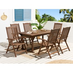 Zestaw ogrodowy dla 6 osób AMANTEA Drewno akacjowe Ciemnobrązowy