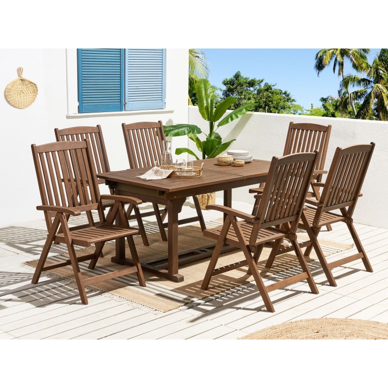 Zestaw ogrodowy dla 6 osób AMANTEA Drewno akacjowe Ciemnobrązowy