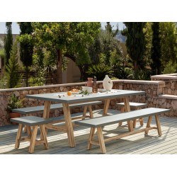 Zestaw ogrodowy z ławkami dla 8 osób TONNARE Beton Szary