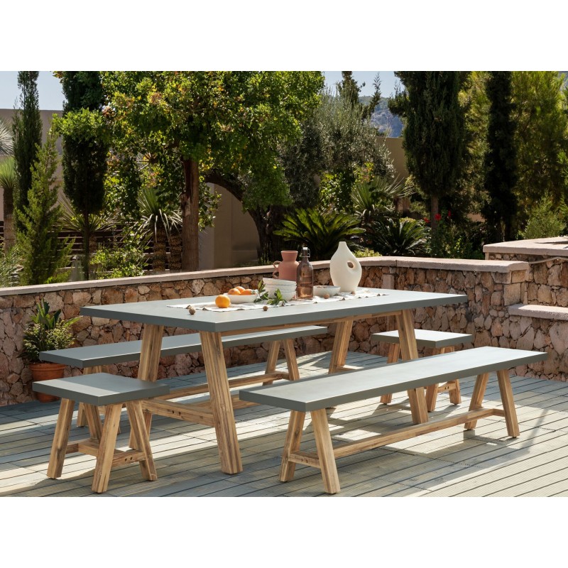 Zestaw ogrodowy z ławkami dla 8 osób TONNARE Beton Szary