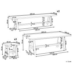Zestaw ogrodowy z ławkami dla 8 osób TONNARE Beton Szary