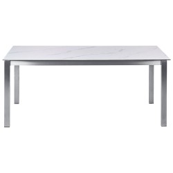 Zestaw ogrodowy dla 4 osób COSOLETO/GROSSETO Szkło hartowane Efekt marmuru Biały marmur