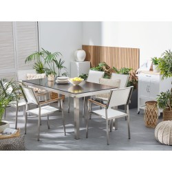 Zestaw ogrodowy dla 6 osób GROSSETO Szkło hartowane Czarny/ biały