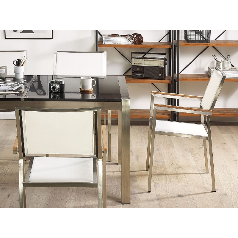 Zestaw ogrodowy dla 6 osób GROSSETO Szkło hartowane Czarny/ biały