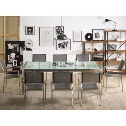 Zestaw ogrodowy dla 8 osób GROSSETO Szkło tłuczone Przezroczysty/ szary