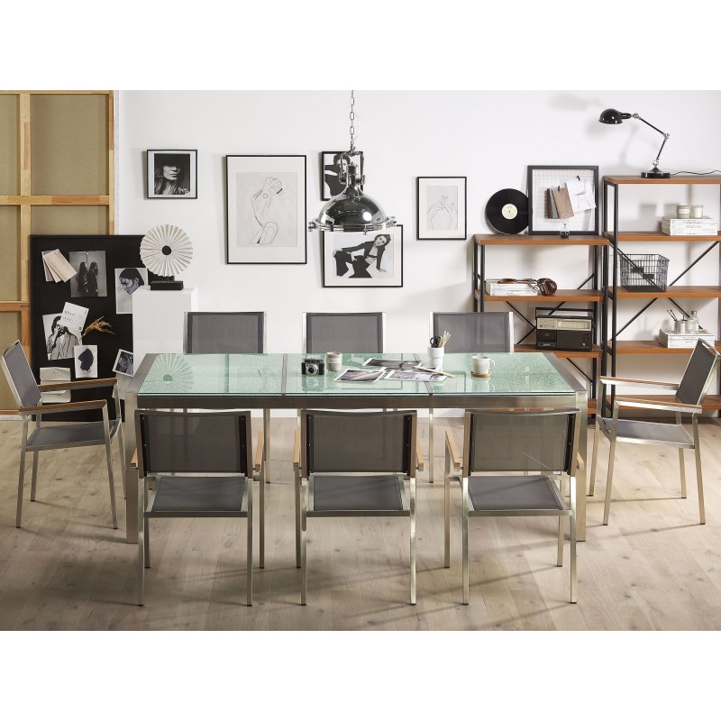 Zestaw ogrodowy dla 8 osób GROSSETO Szkło tłuczone Przezroczysty/ szary