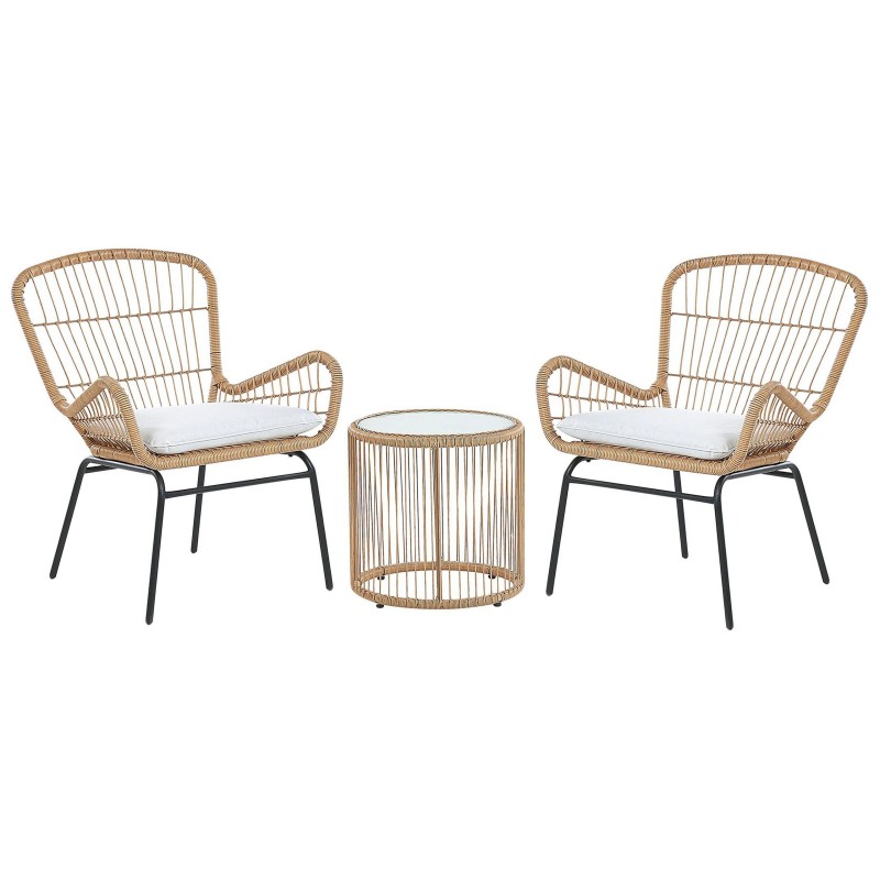 Zestaw mebli balkonowych z poduszkami LABICO Technorattan Jasnobrązowy