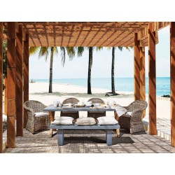 Zestaw ogrodowy dla 4 osób SUSUA/OLBIA z poduszkami Beton Jasnobrązowy