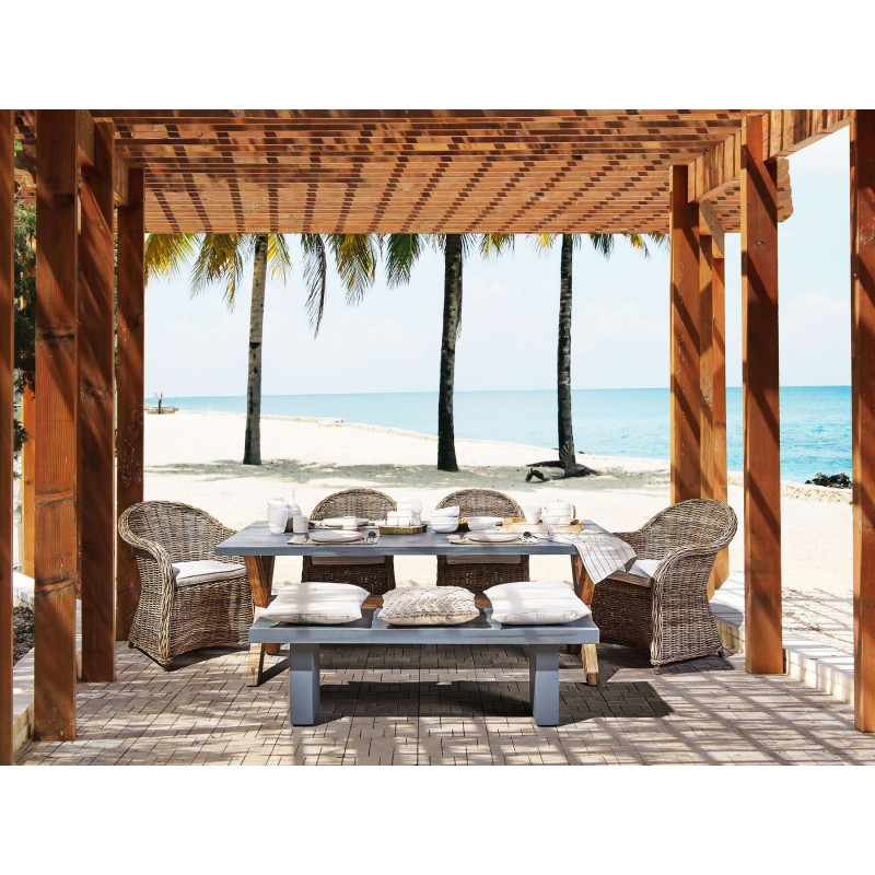 Zestaw ogrodowy dla 4 osób SUSUA/OLBIA z poduszkami Beton Jasnobrązowy