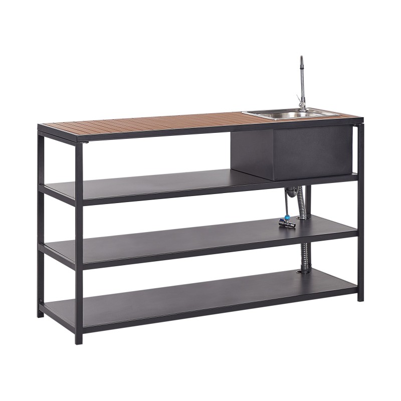 Wyspa kuchenna ogrodowa ze zlewem AVETRANA Metal Czarny