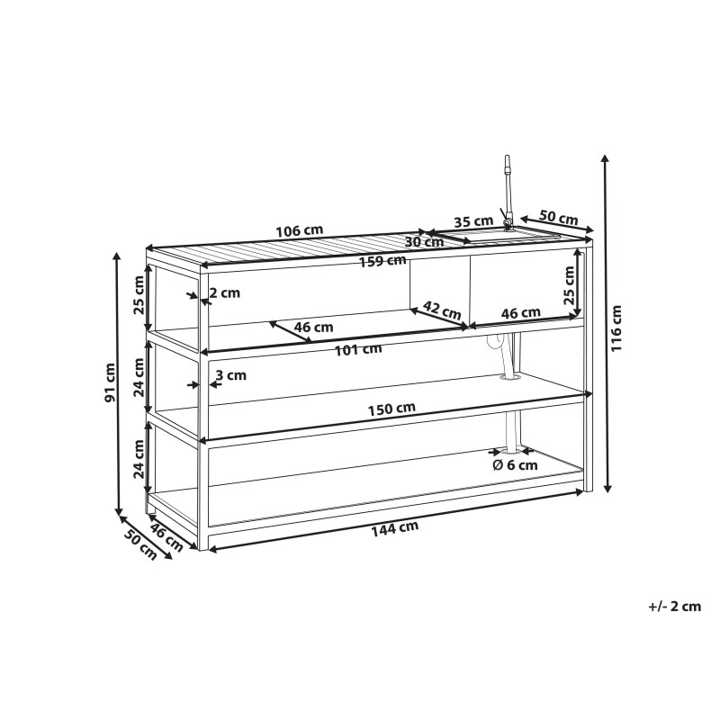 Wyspa kuchenna ogrodowa ze zlewem AVETRANA Metal Czarny