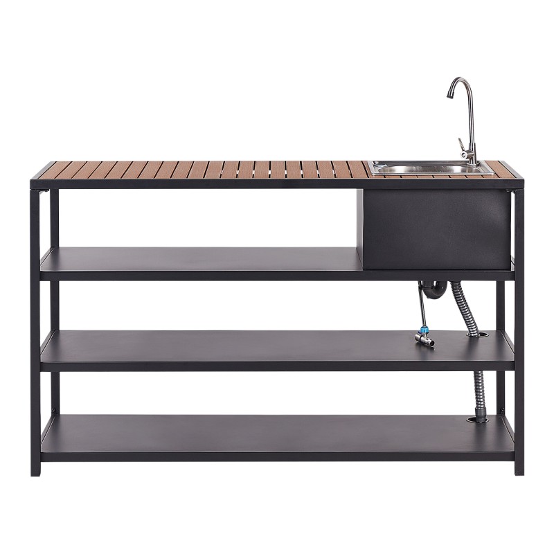 Wyspa kuchenna ogrodowa ze zlewem AVETRANA Metal Czarny