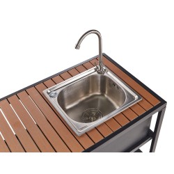 Wyspa kuchenna ogrodowa ze zlewem AVETRANA Metal Czarny