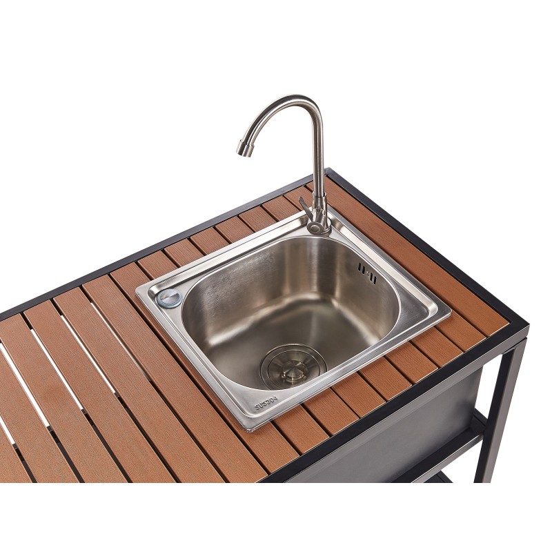 Wyspa kuchenna ogrodowa ze zlewem AVETRANA Metal Czarny