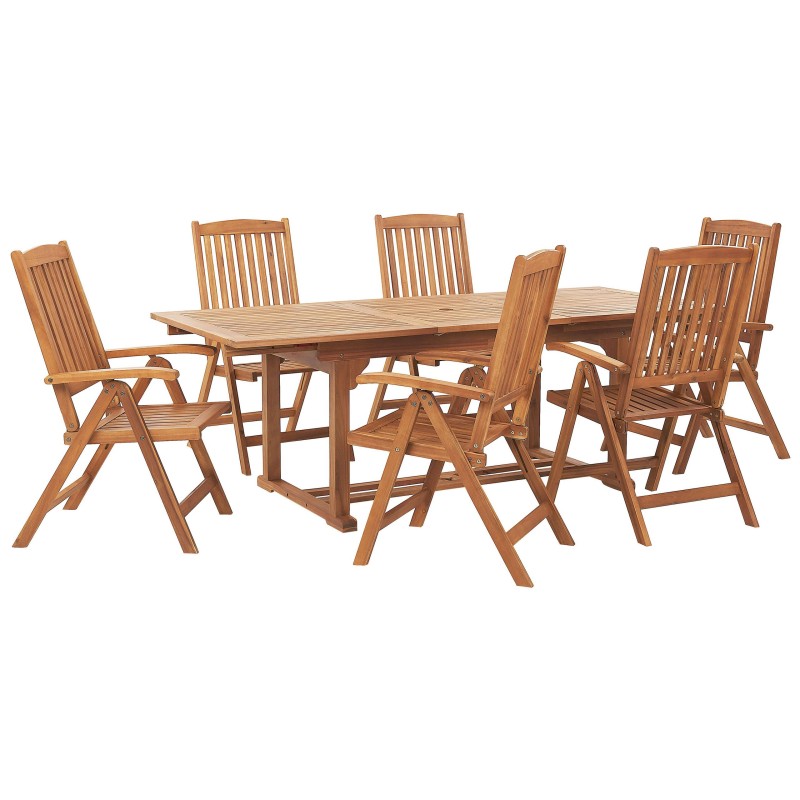 Zestaw ogrodowy dla 6 osób JAVA Drewno akacjowe Jasnobrązowy